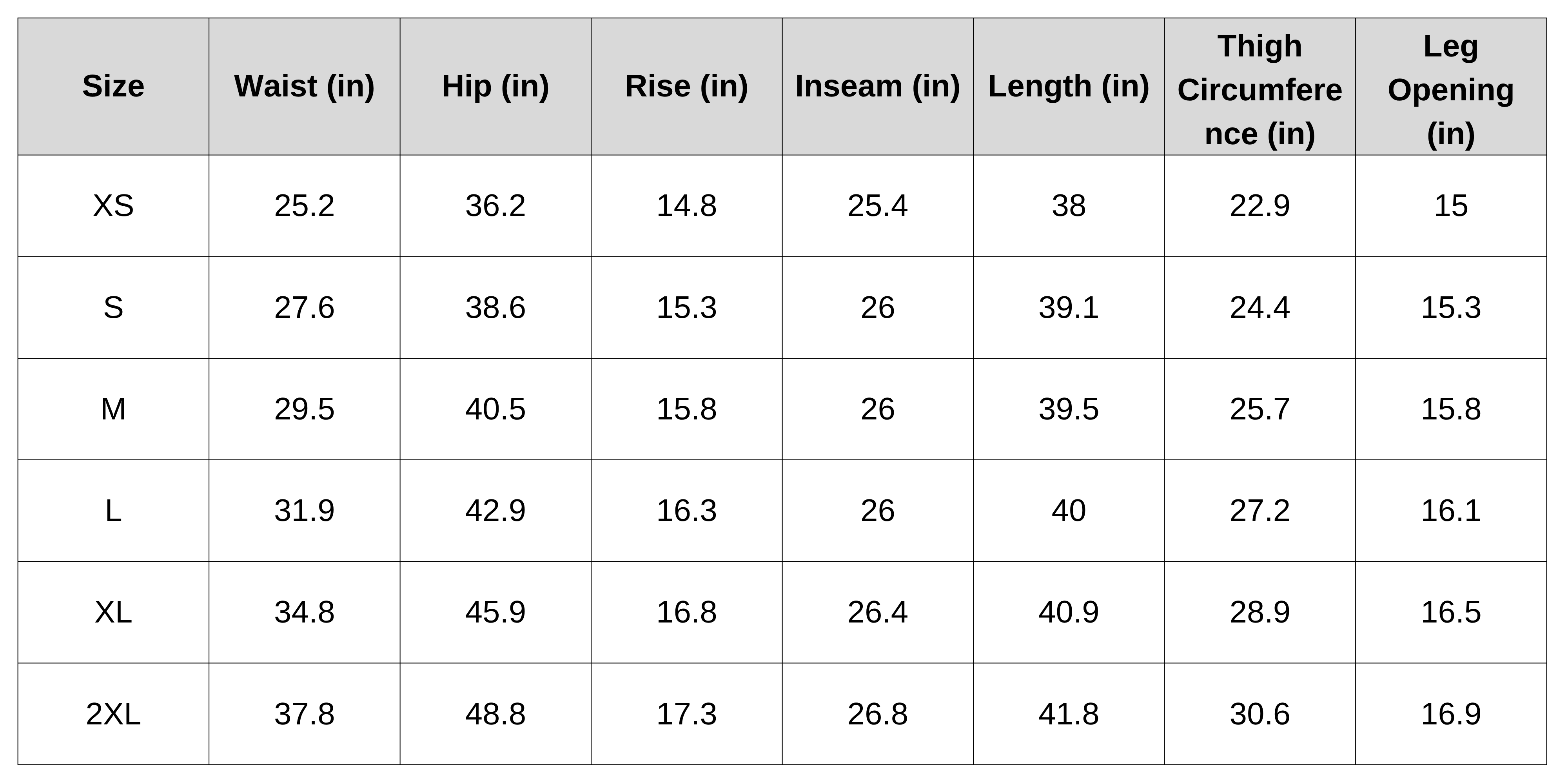Size Chart