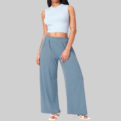 Women Palazzo Pants With Elastic Pockets