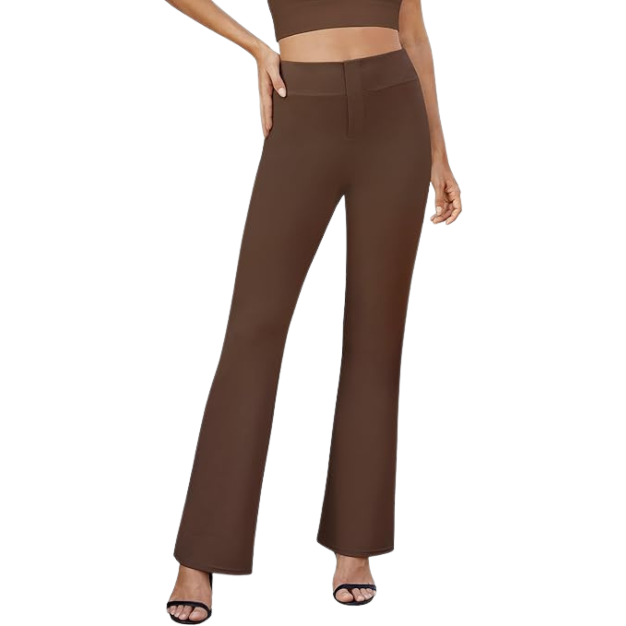 Bootcut Design High Rise Stretchy Trousers With Pockets For Women