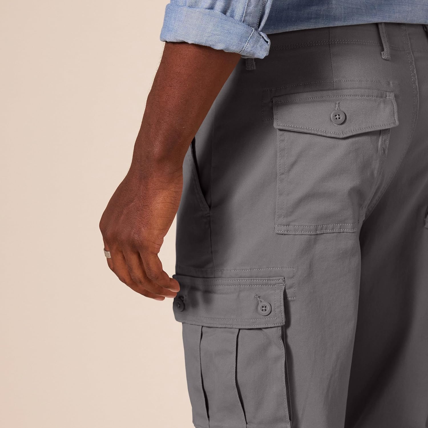 Straight Fit Stretch Cargo Pants for Men