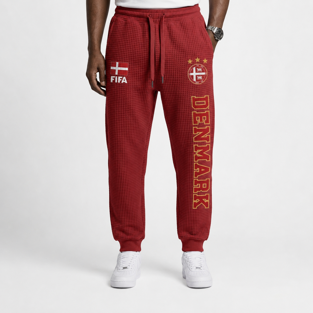 FIFA 2026 Denmark Printed Waffle Football Fan Pants