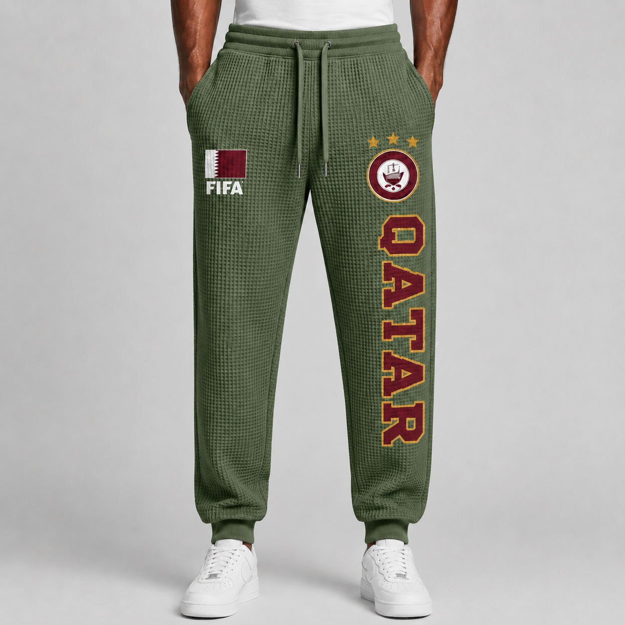 FIFA 2026 Qatar Printed Waffle Football Fan Pants