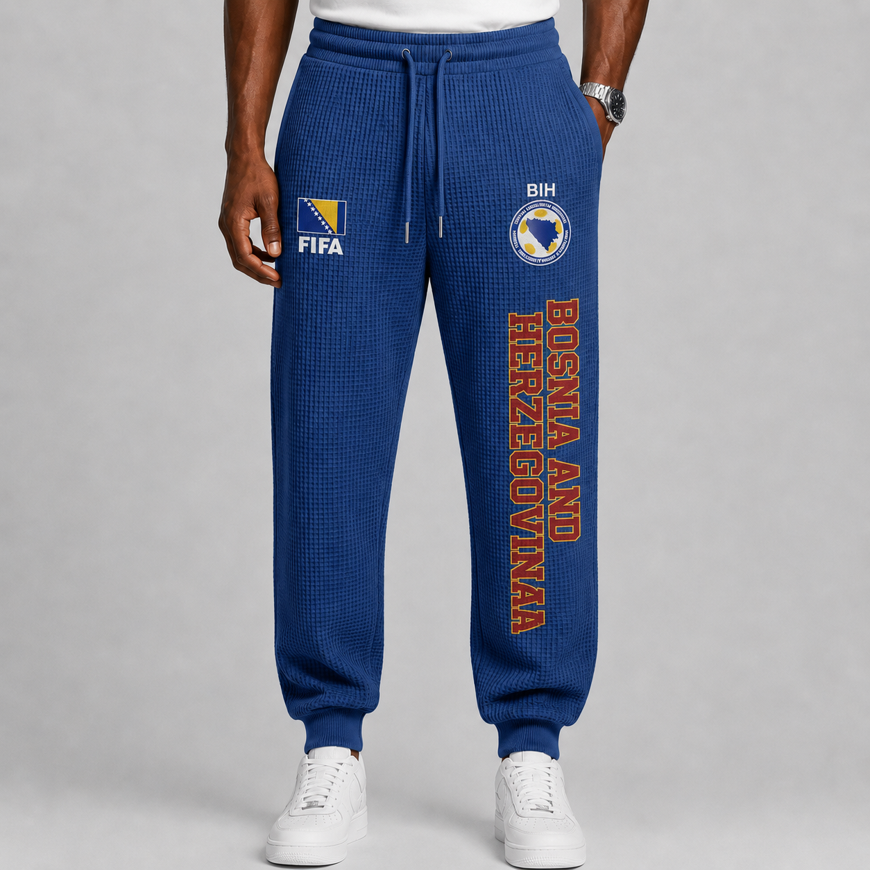 FIFA 2026 Bosnia and Herzegovina Printed Waffle Football Fan Pants