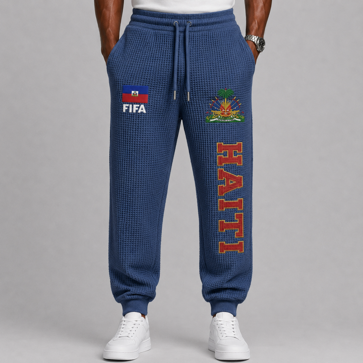FIFA 2026 Haiti Printed Waffle Football Fan Pants