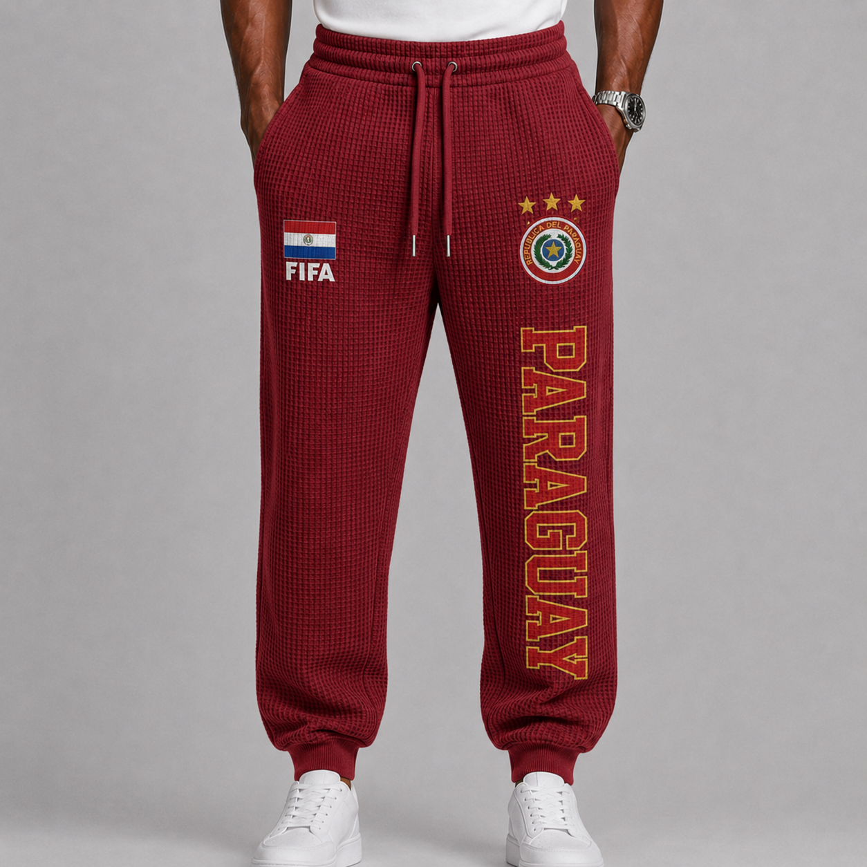 FIFA 2026 Paraguay Printed Waffle Football Fan Pants