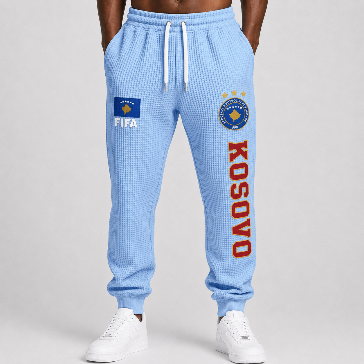 FIFA 2026 Kosovo Printed Waffle Football Fan Pants