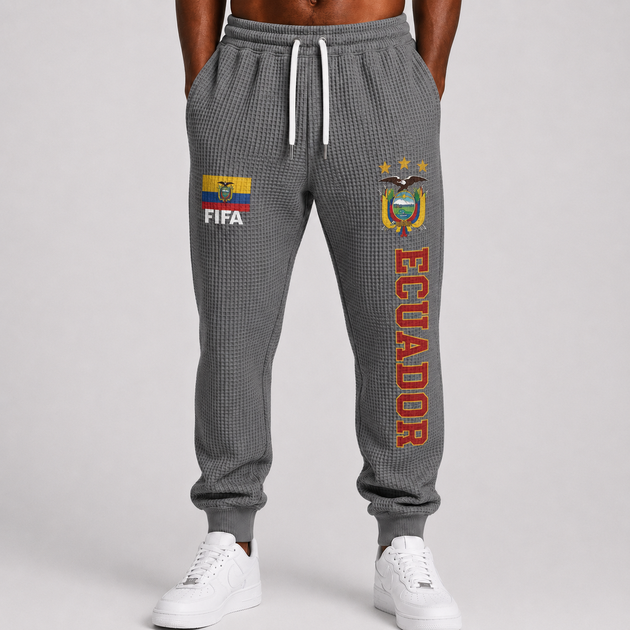 FIFA 2026 Ecuador Printed Waffle Football Fan Pants
