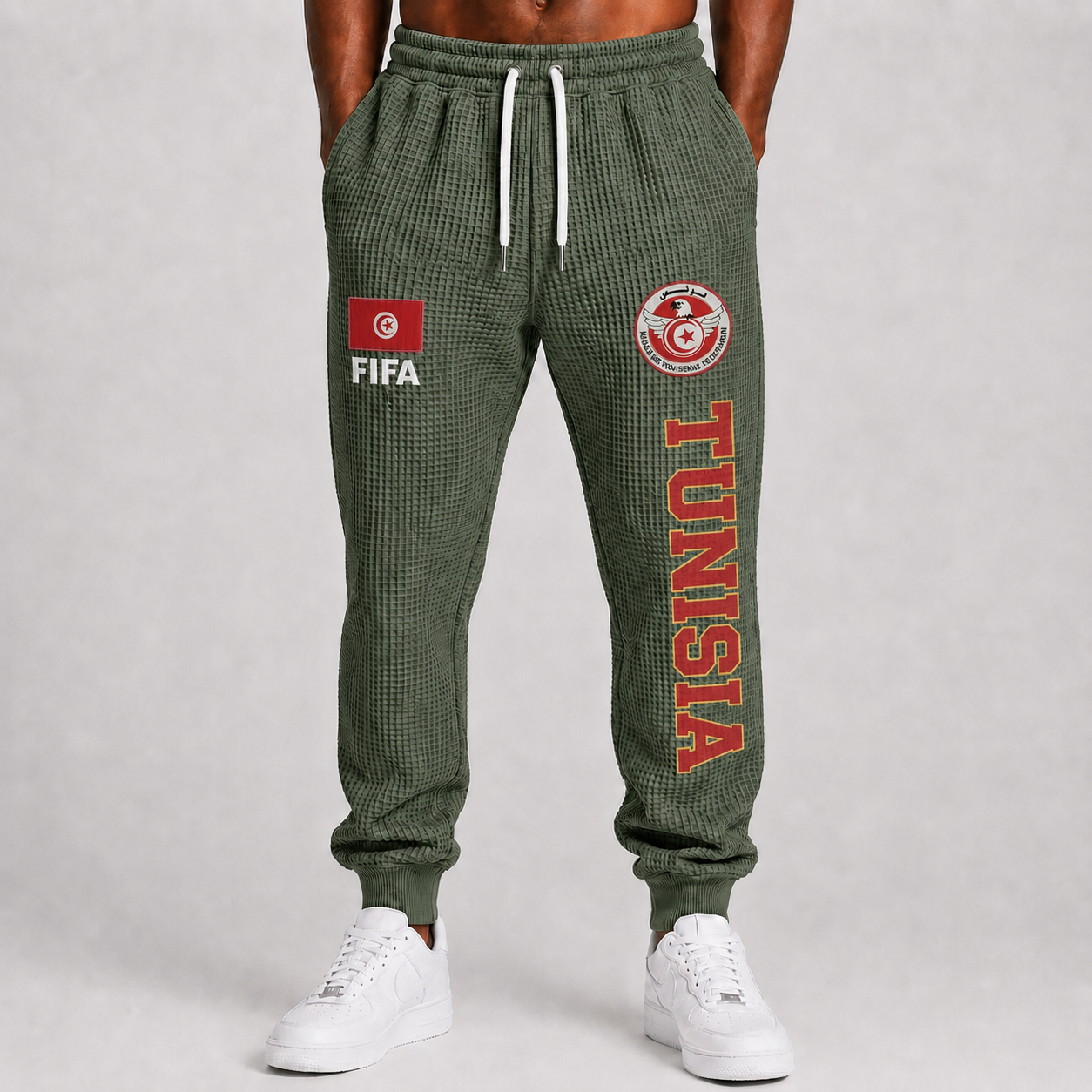FIFA 2026 Tunisia Printed Waffle Football Fan Pants