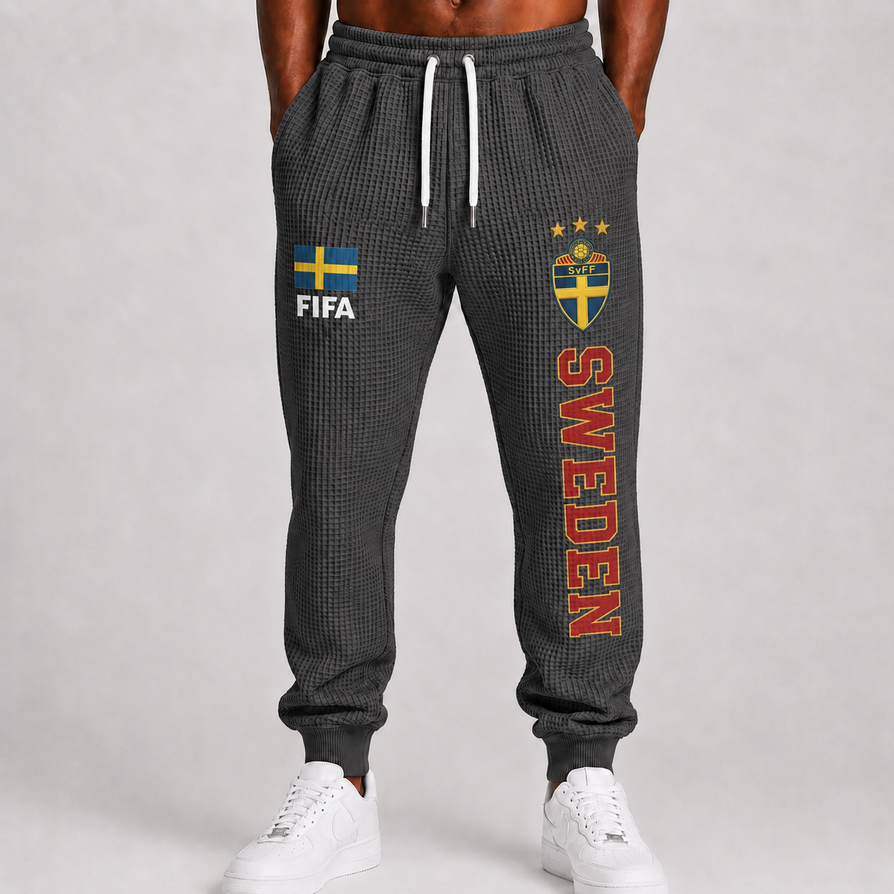 FIFA 2026 Sweden Printed Waffle Football Fan Pants