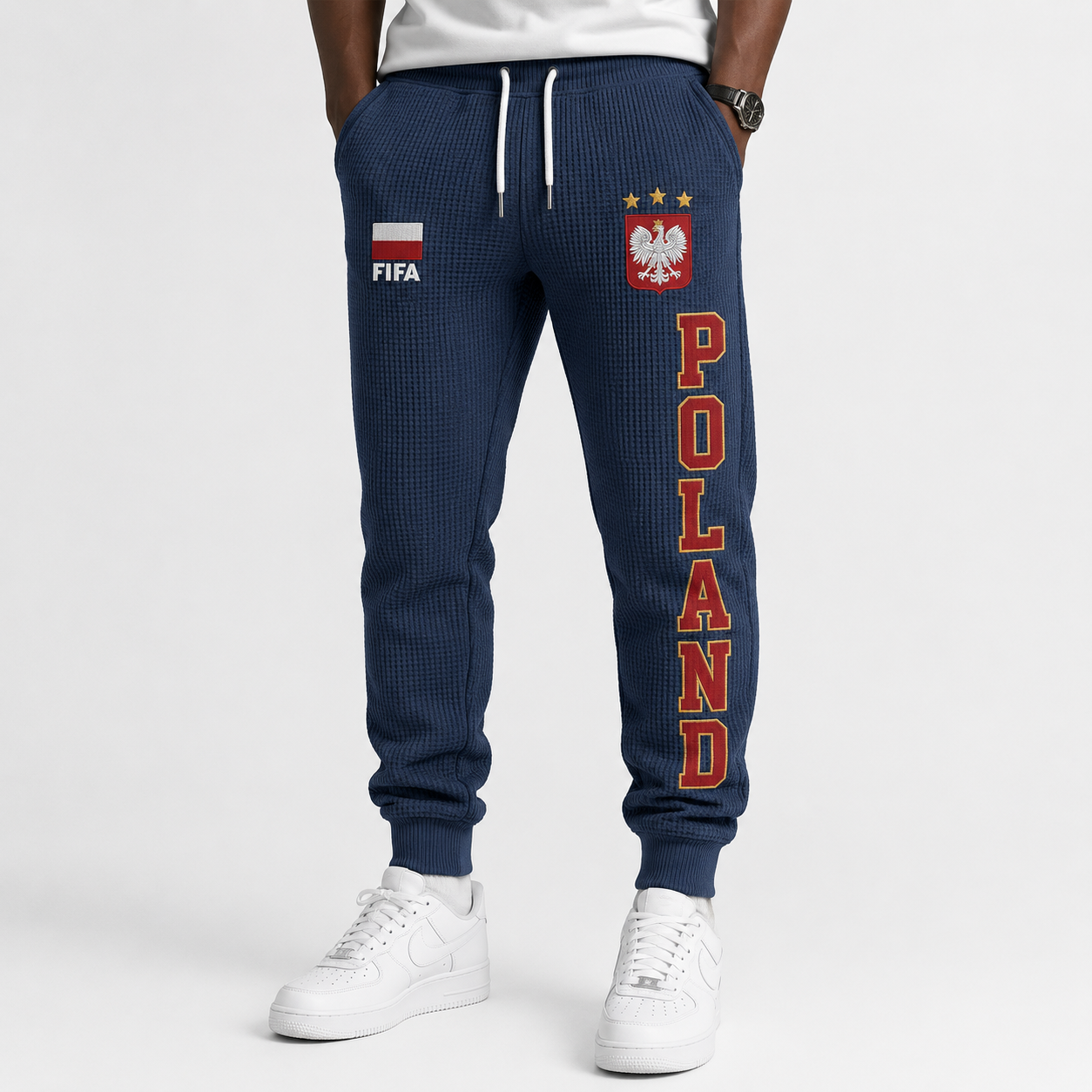 FIFA 2026 Poland Printed Waffle Football Fan Pants