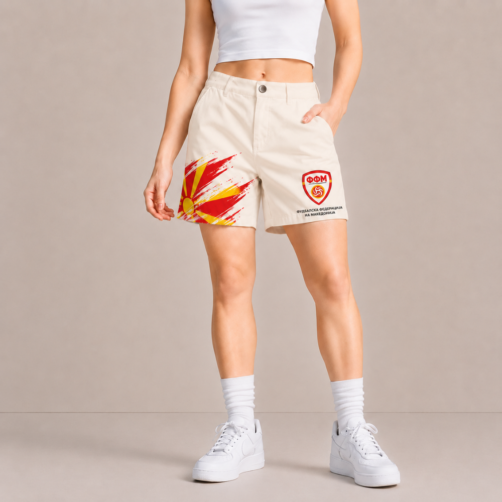 World Cup 2026 North Macedonia Football Fan Printed Twill Shorts