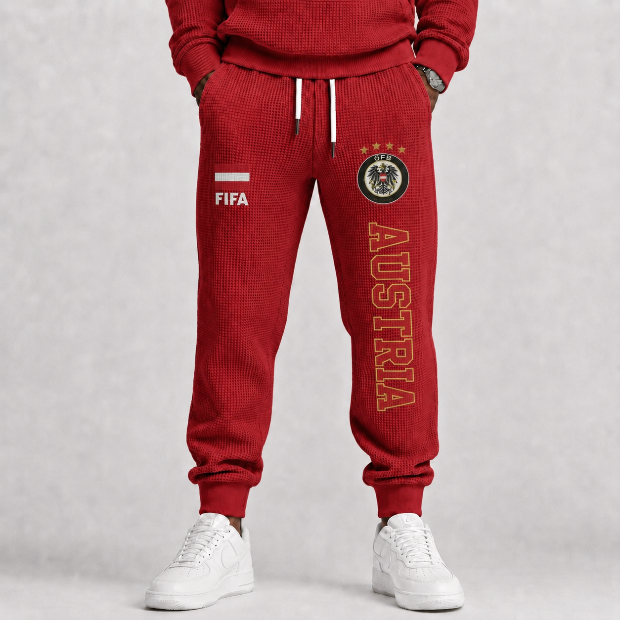 FIFA 2026 Austria Printed Waffle Football Fan Pants