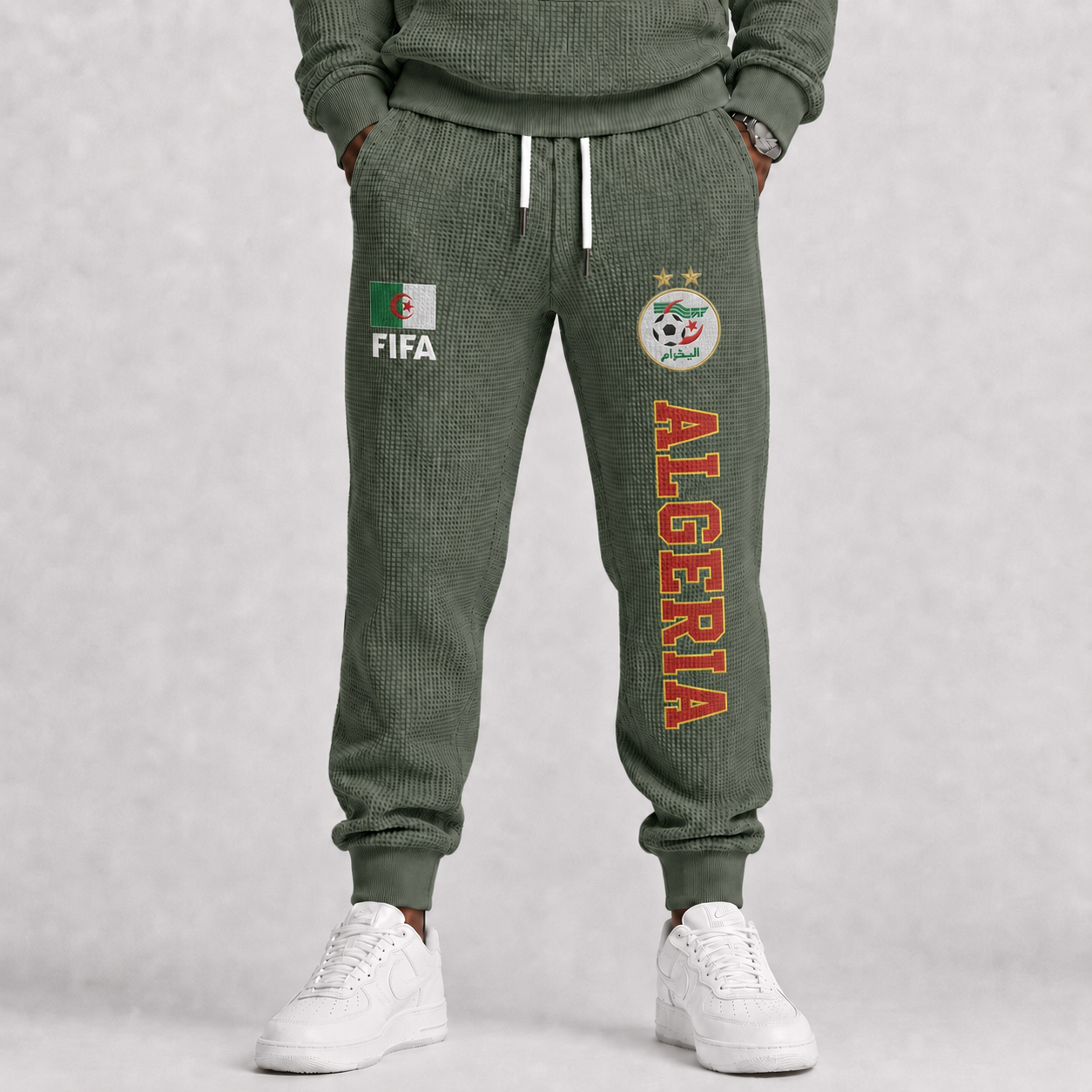 FIFA 2026 Algeria Printed Waffle Football Fan Pants