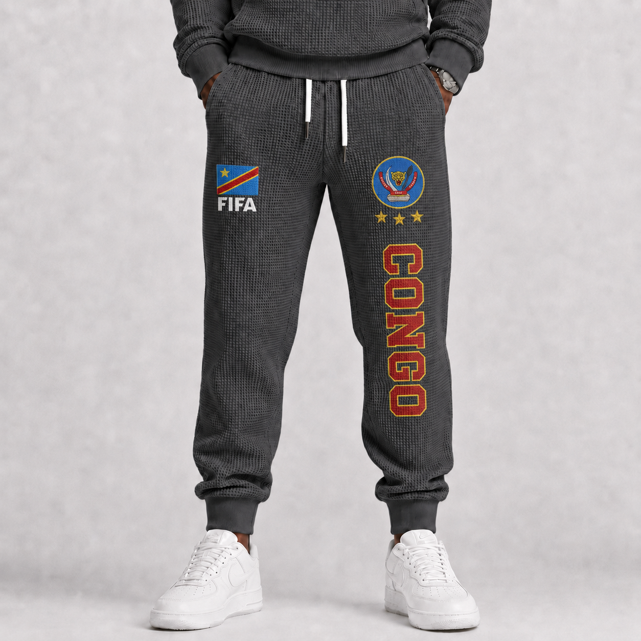 FIFA 2026 Democratic Republic Of The Congo Printed Waffle Football Fan Pants
