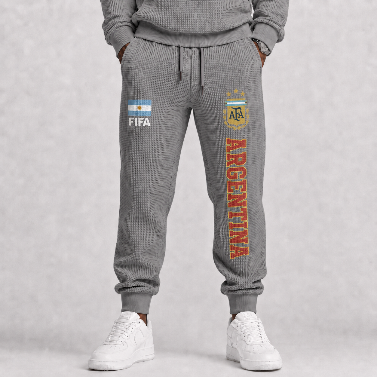 FIFA 2026 Argentina Printed Waffle Football Fan Pants