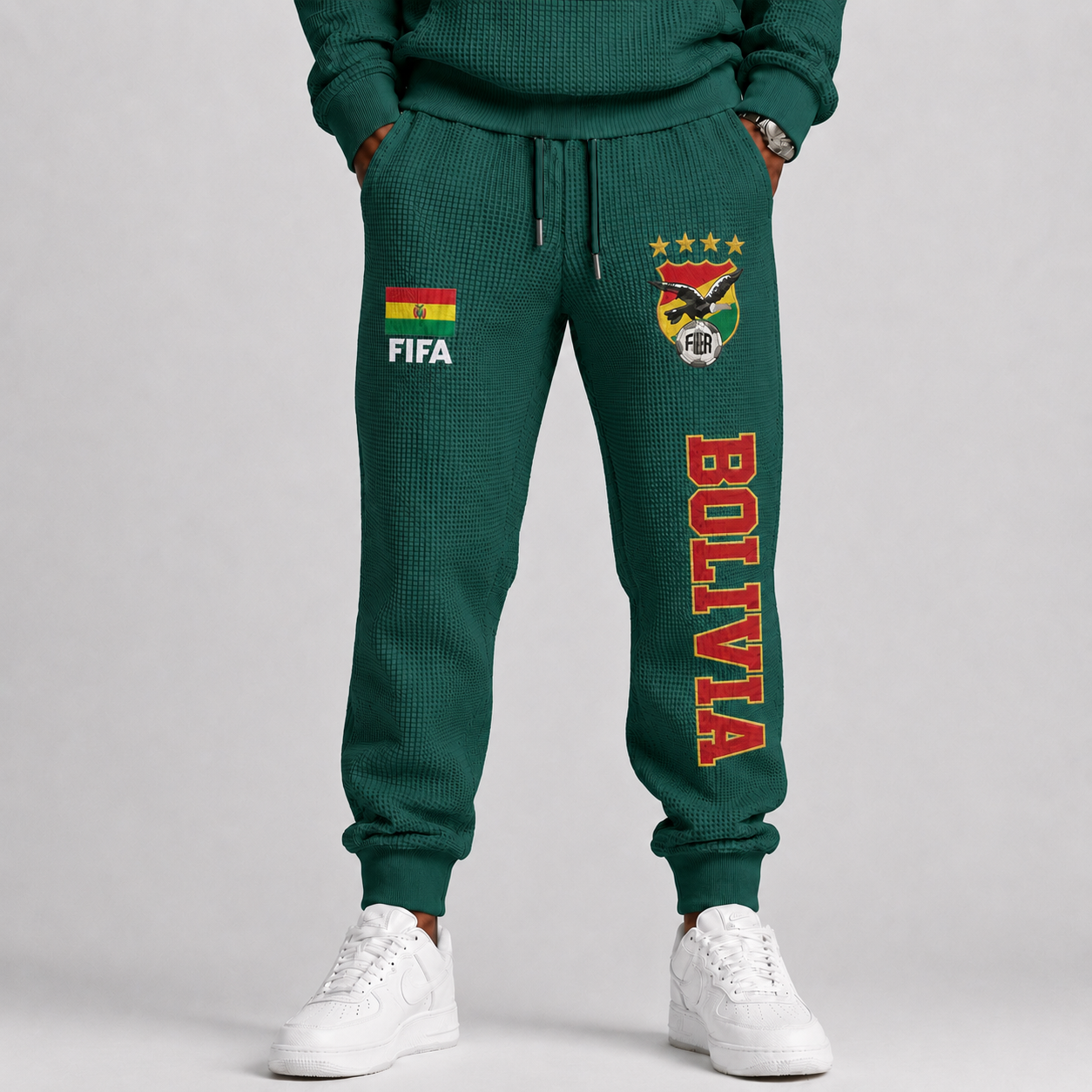 FIFA 2026 Bolivia Printed Waffle Football Fan Pants