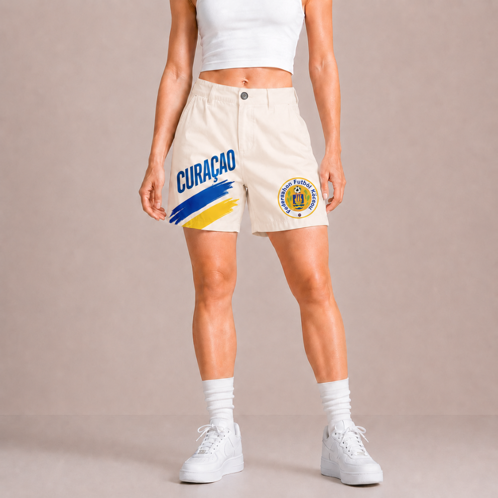 World Cup 2026 Curacao Football Fan Printed Twill Shorts