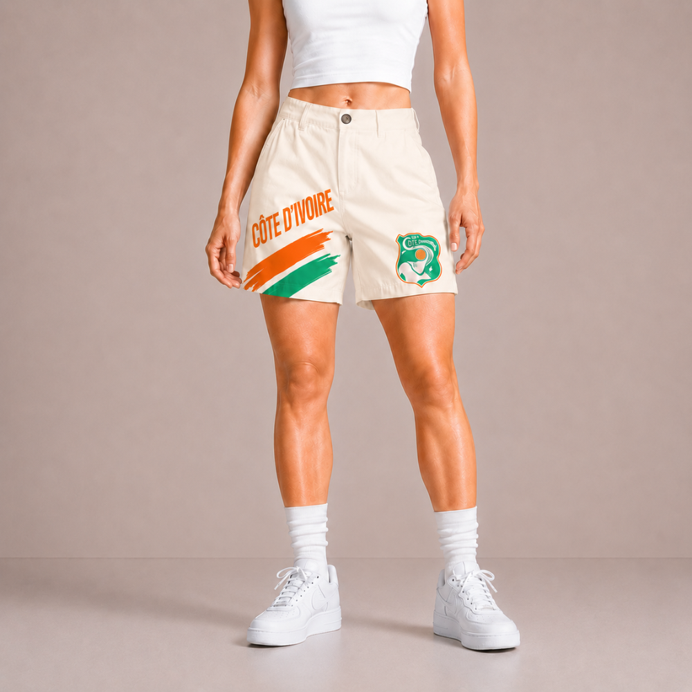 World Cup 2026 Cote d Ivoire Football Fan Printed Twill Shorts