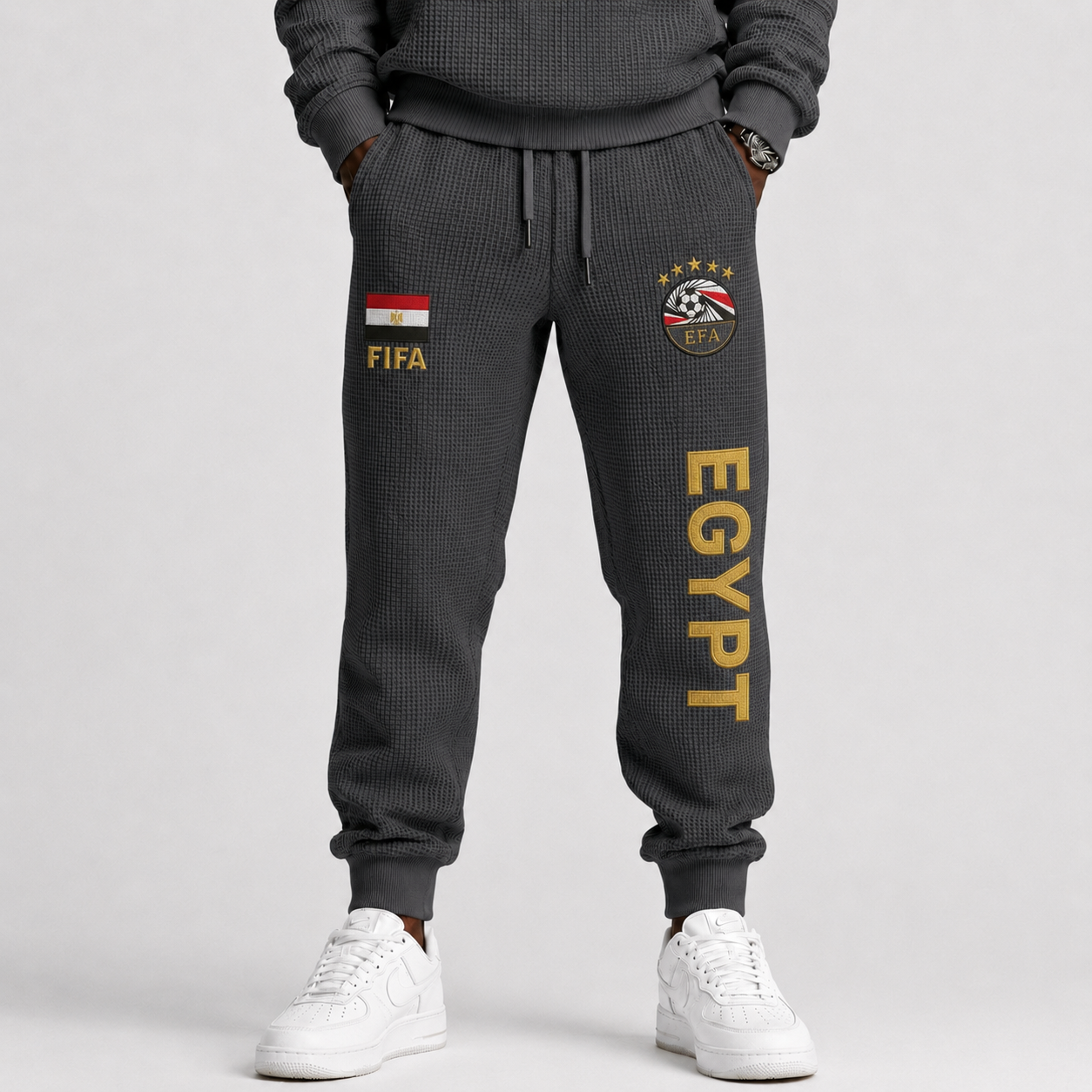 FIFA 2026 Egypt Printed Waffle Football Fan Pants