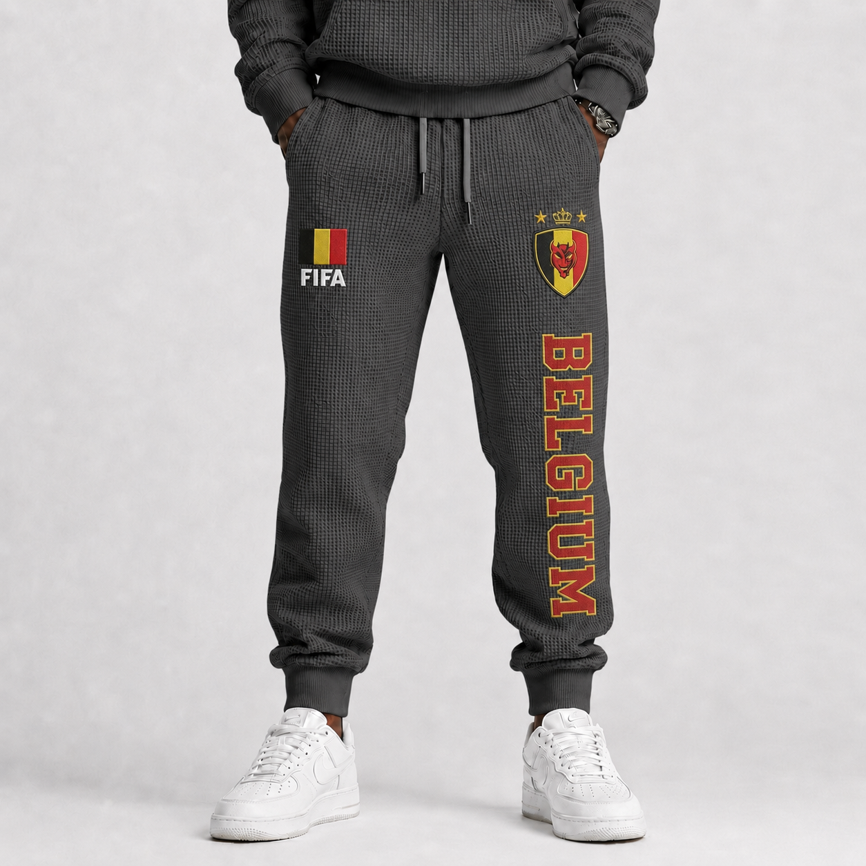 FIFA 2026 Belgium Printed Waffle Football Fan Pants