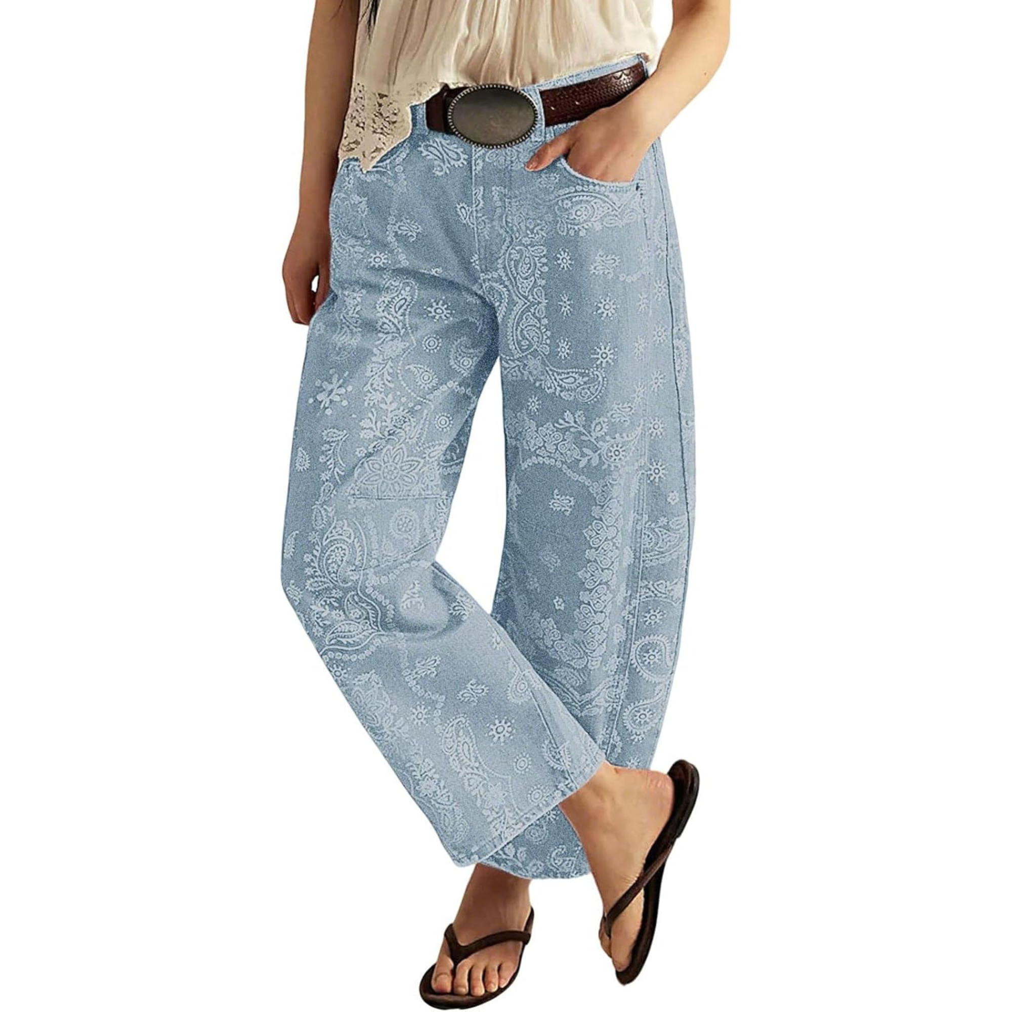Striped Wide Leg Baggy Barrel Jeans for Women Y2K