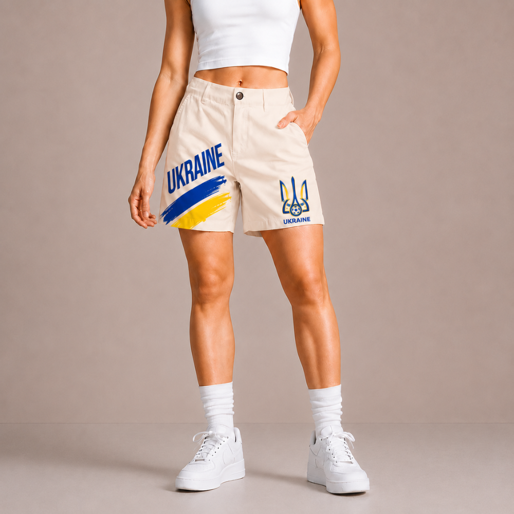 World Cup 2026 Ukraine Football Fan Printed Twill Shorts