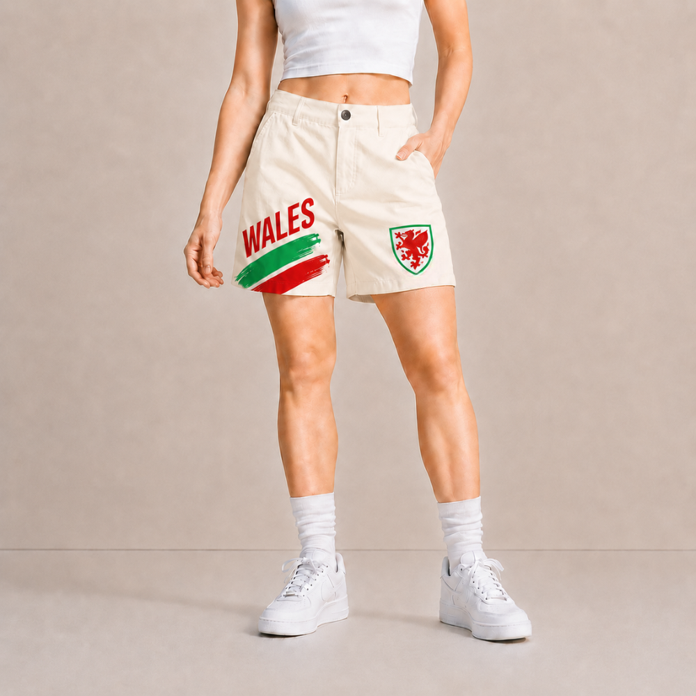 World Cup 2026 Wales Football Fan Printed Twill Shorts