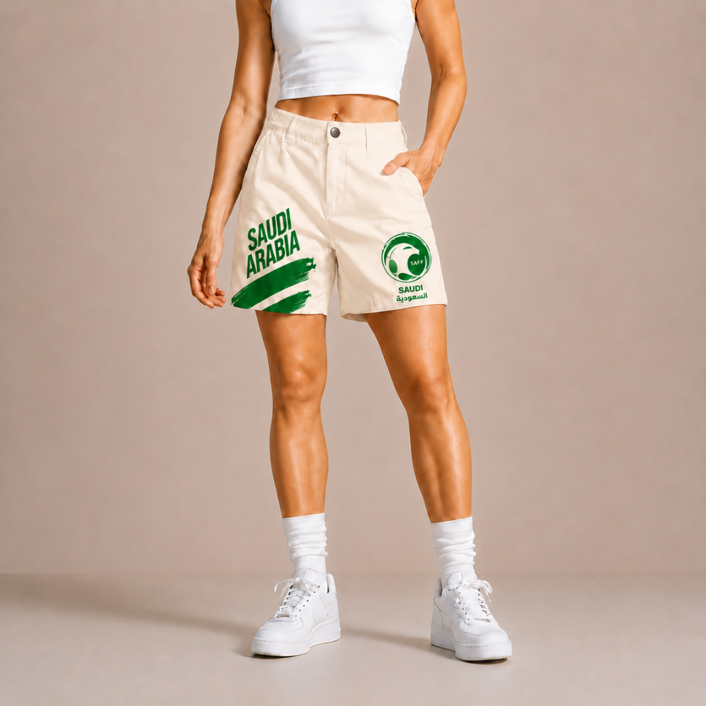 World Cup 2026 Saudi Arabia Football Fan Printed Twill Shorts