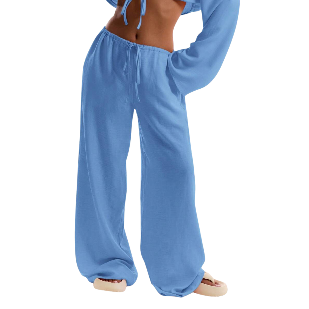 Casual Tie Front Drawstring Trousers For Women