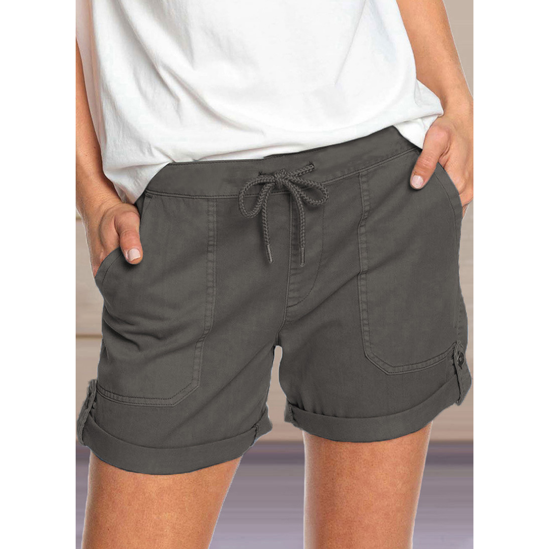 Solid Color Straight Leg Casual Shorts-My Comfy Pant