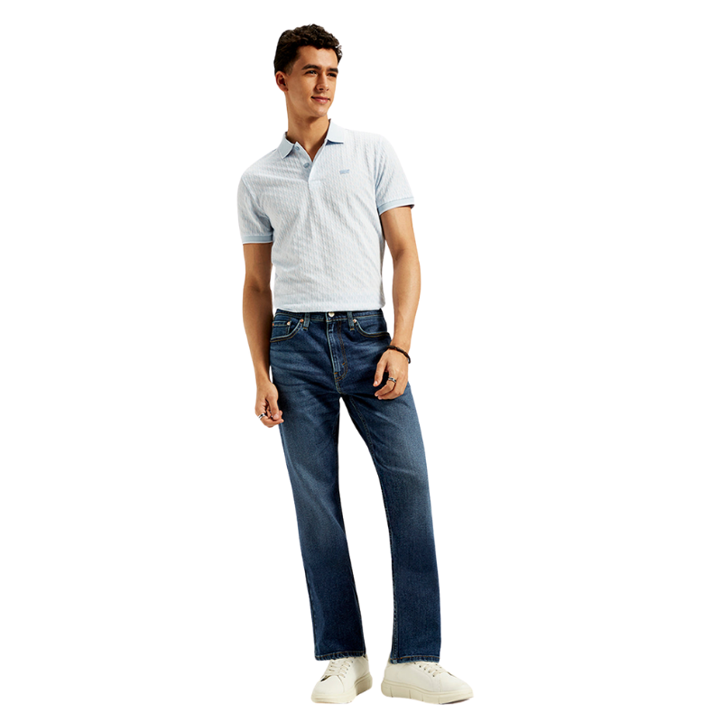 Men Blue Straight Fit Mid Rise Jeans-My Comfy Pant