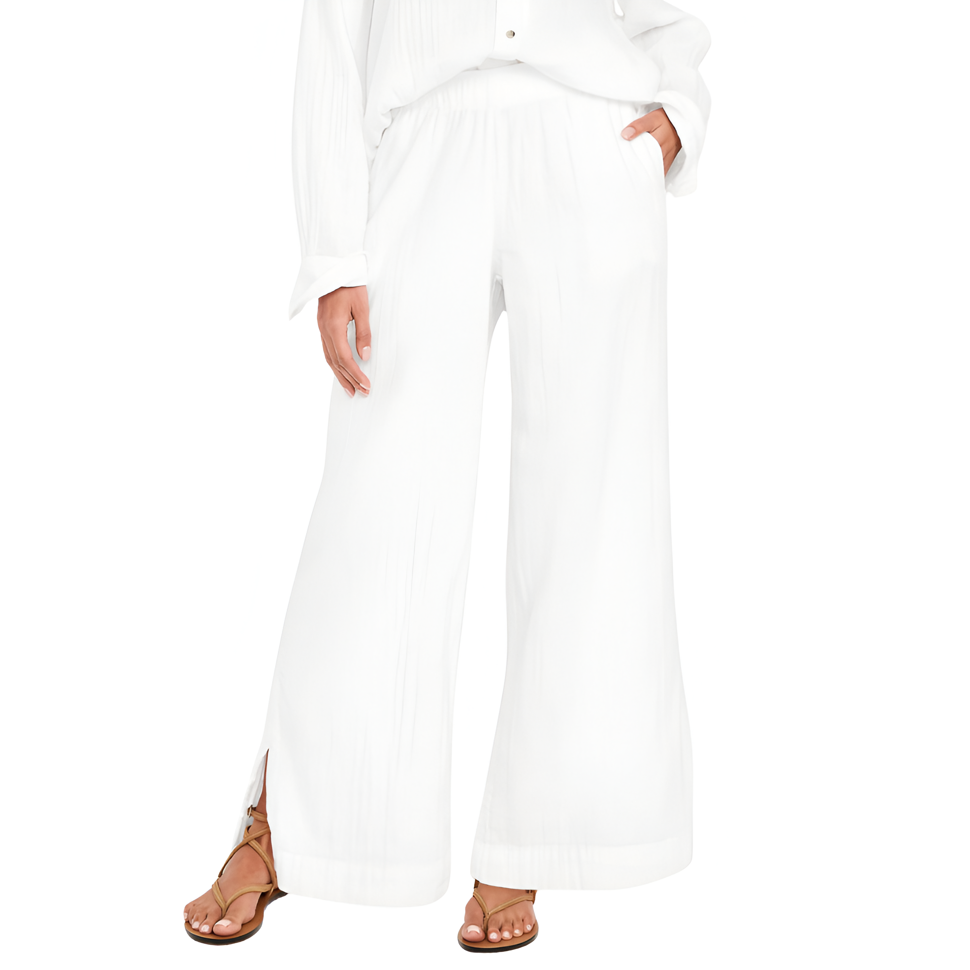 High Waisted Crinkle Gauze Super Wide Leg Pants-My Comfy PantHigh Waisted Crinkle Gauze Super Wide Leg Pants - Image 5