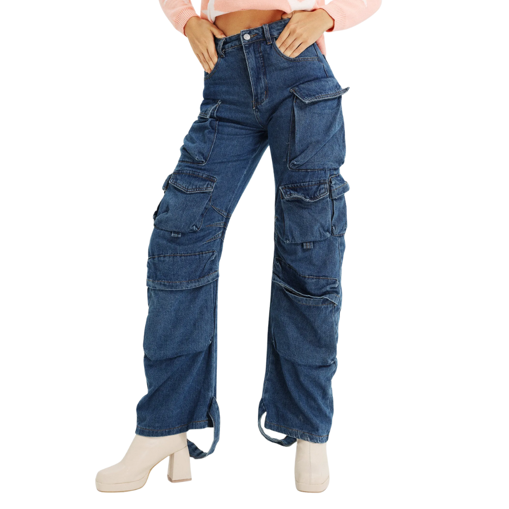 Cargo Jeans With Functional Pocket For Women