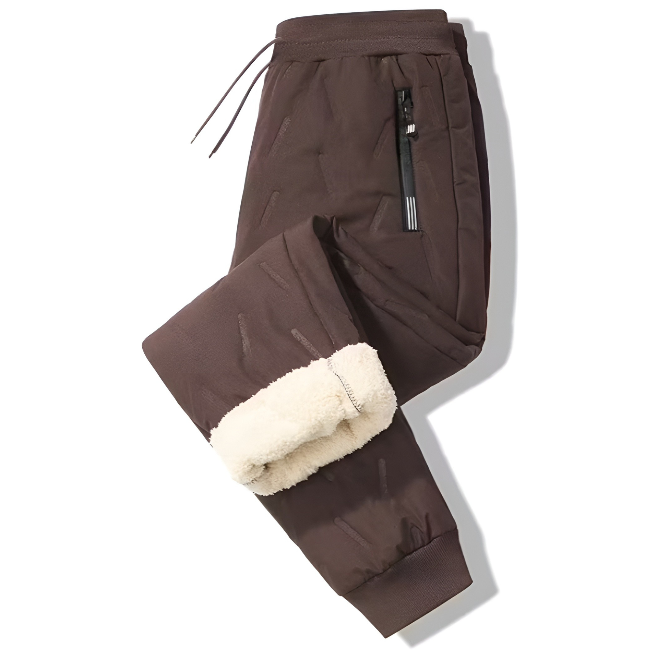 Winter Jogger Pants With Plush Fleece Lining And Zipper Pockets