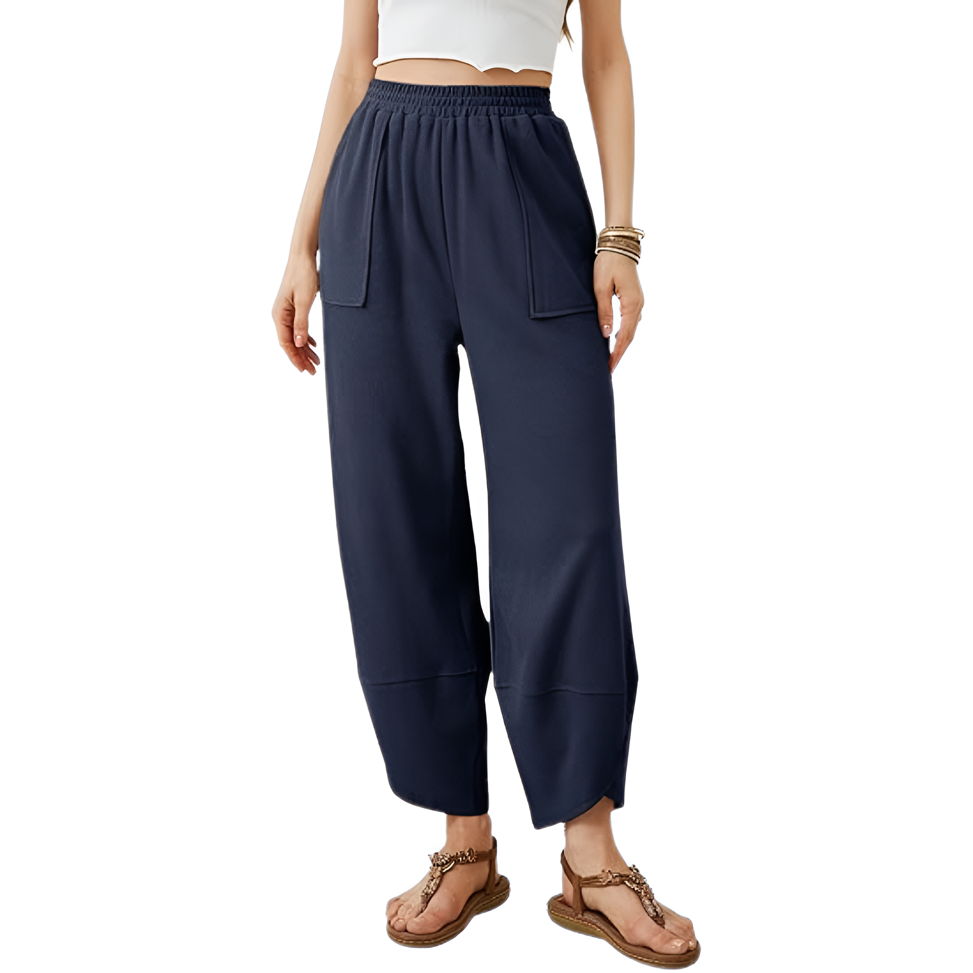 Baggy Wide Fit Casual Palazzo Pants With Pockets For Women
