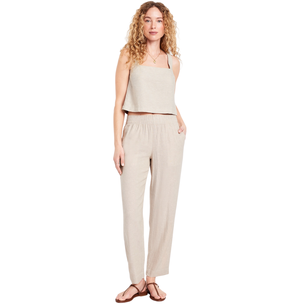 High Rise Linen Blend Straight Pants-My Comfy Pant