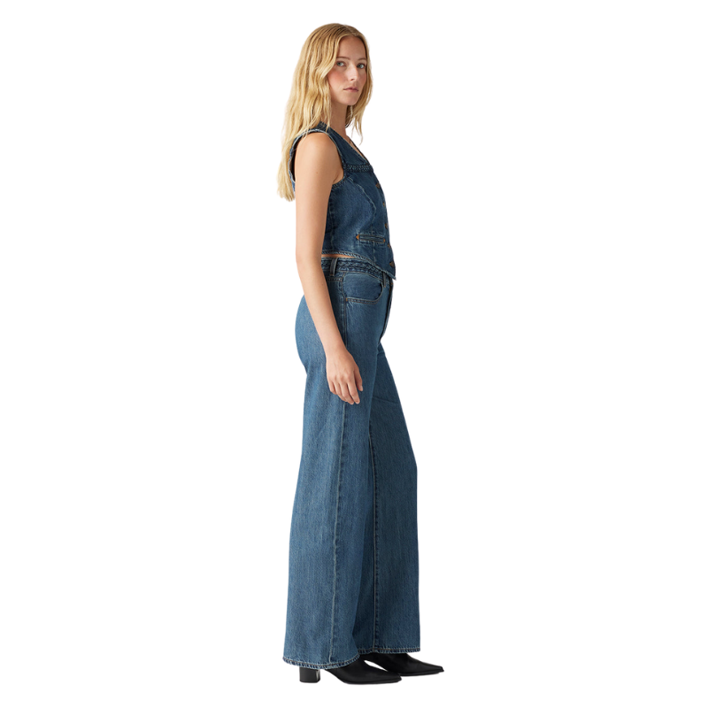Women Ribcage Wide Leg Blue Jeans-My Comfy PantWomen Ribcage Wide Leg Blue Jeans - Image 4
