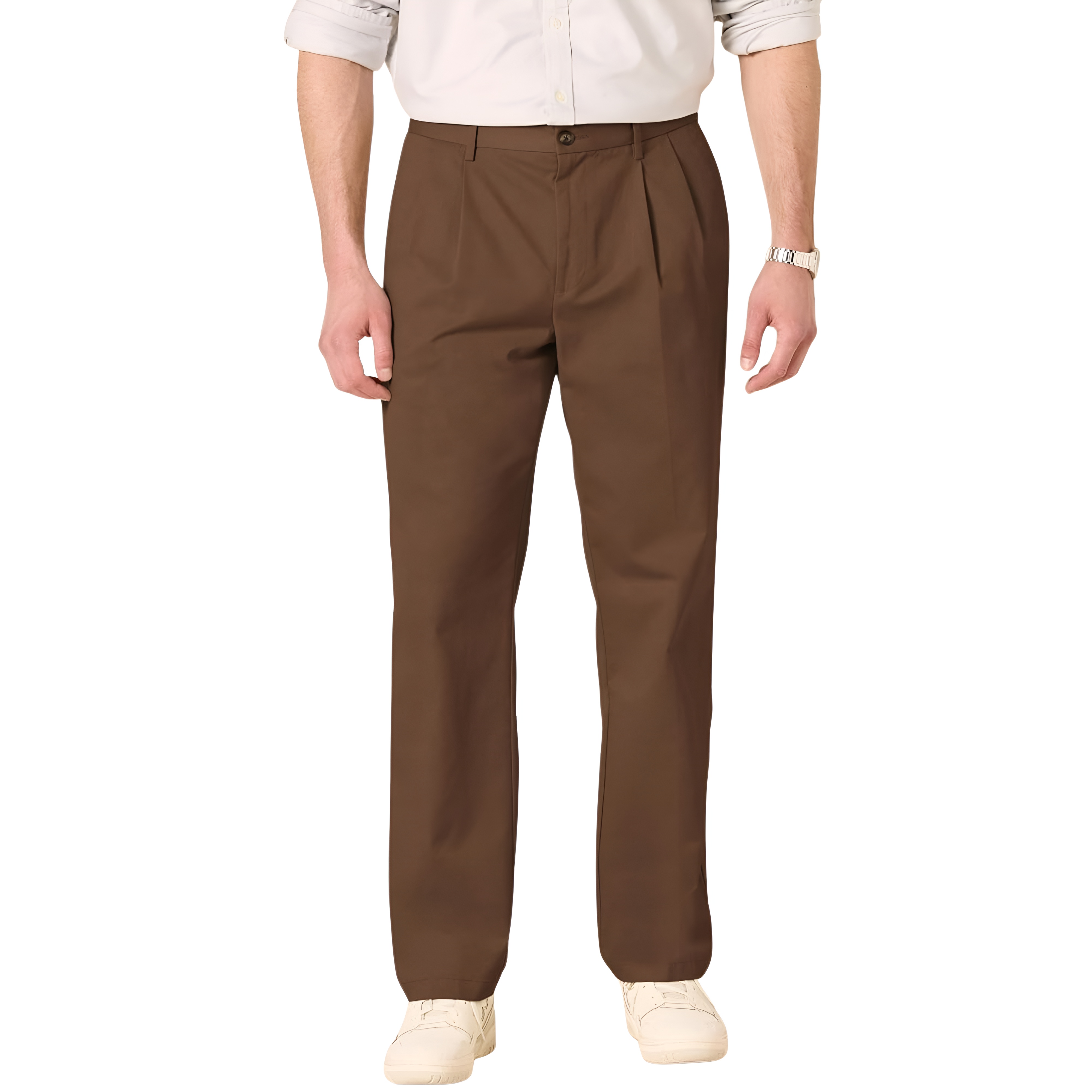 Men's Classic-Fit Wrinkle-Resistant Pleated Chino PantPleated Style Straight Fit Chino Pants For Men - Image 22