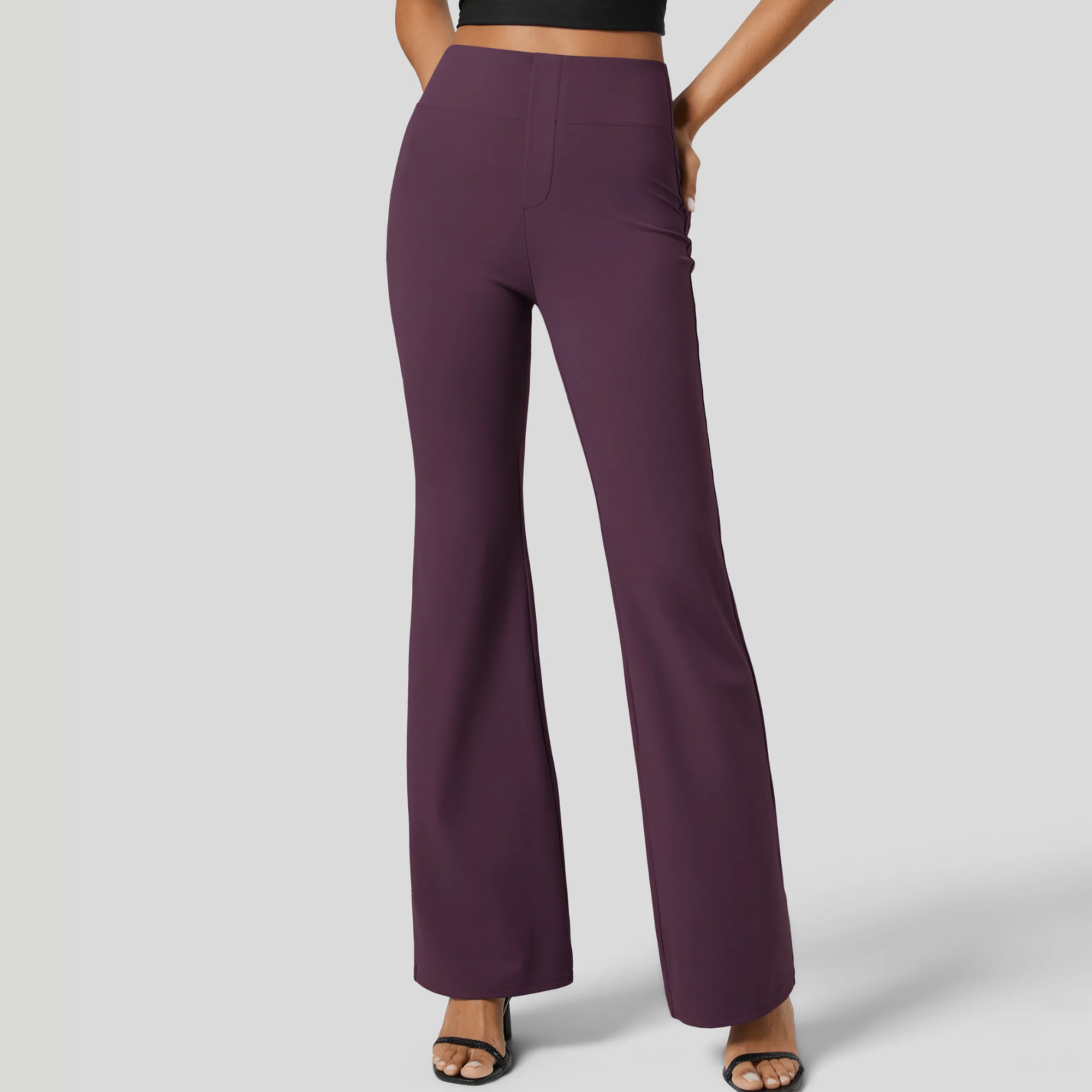 High Rise Back Side Pocket Slight Flare Work Pants