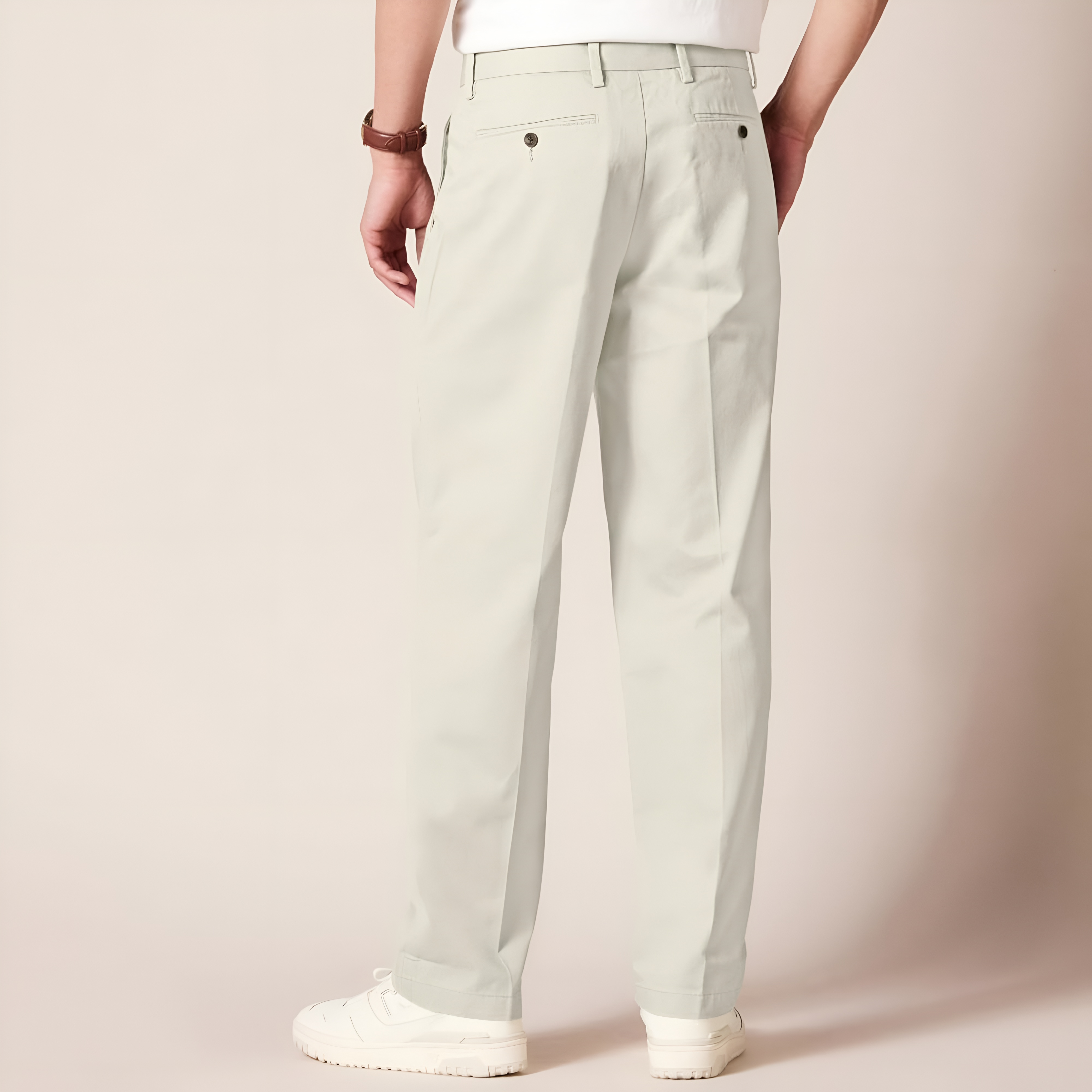 Men's Classic-Fit Wrinkle-Resistant Pleated Chino PantPleated Style Straight Fit Chino Pants For Men - Image 19