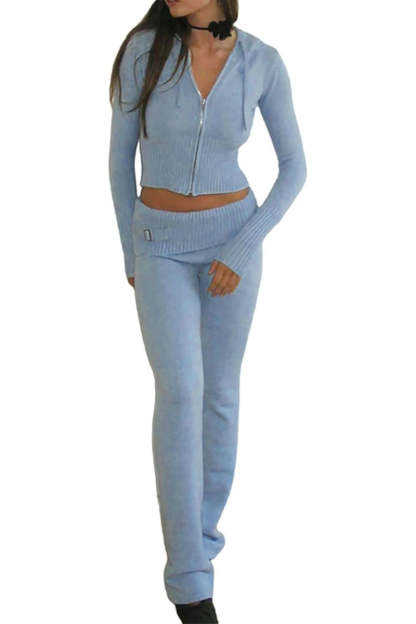 Two Piece Ribbed Knit Lounge Set-My Comfy Pant