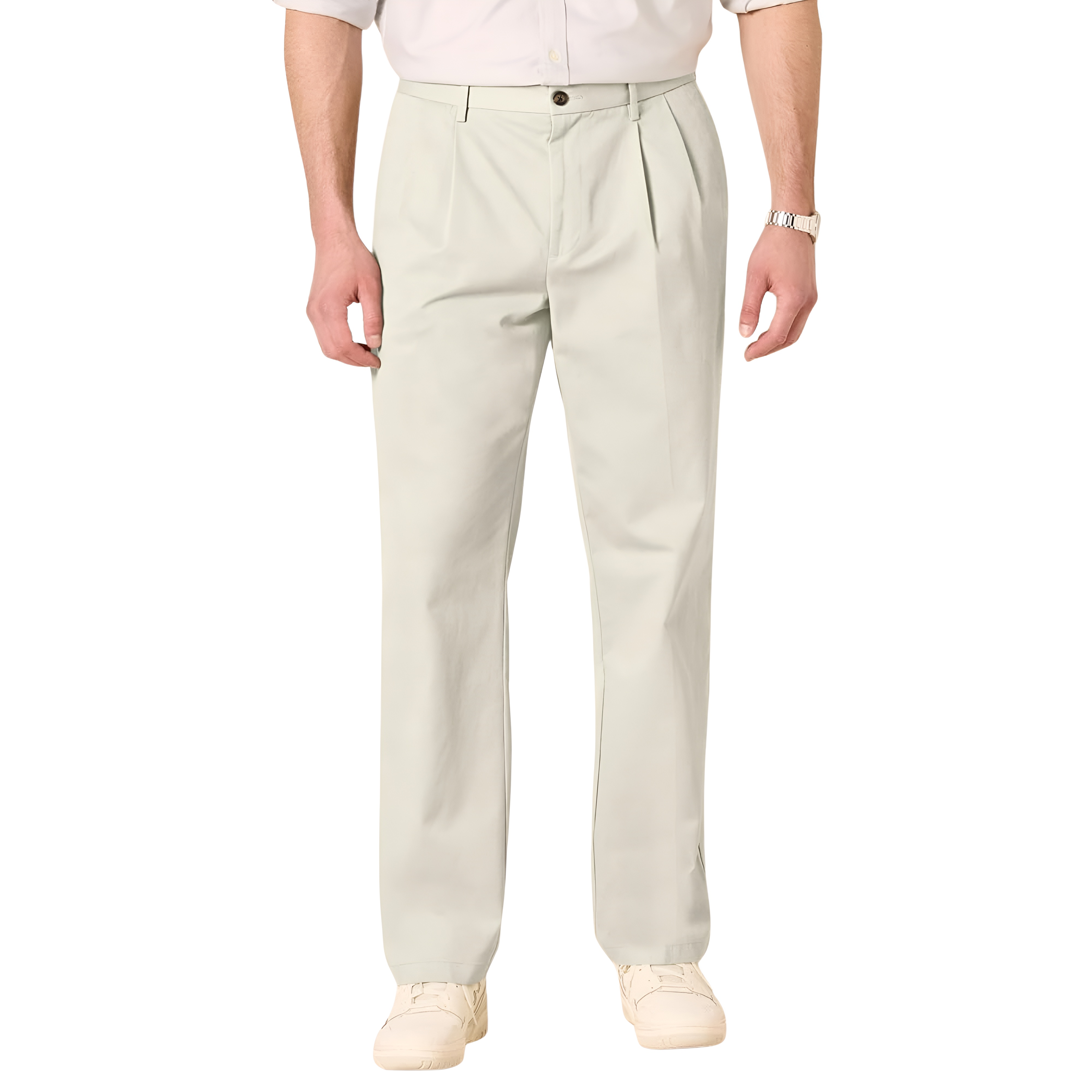 Men's Classic-Fit Wrinkle-Resistant Pleated Chino PantPleated Style Straight Fit Chino Pants For Men - Image 18