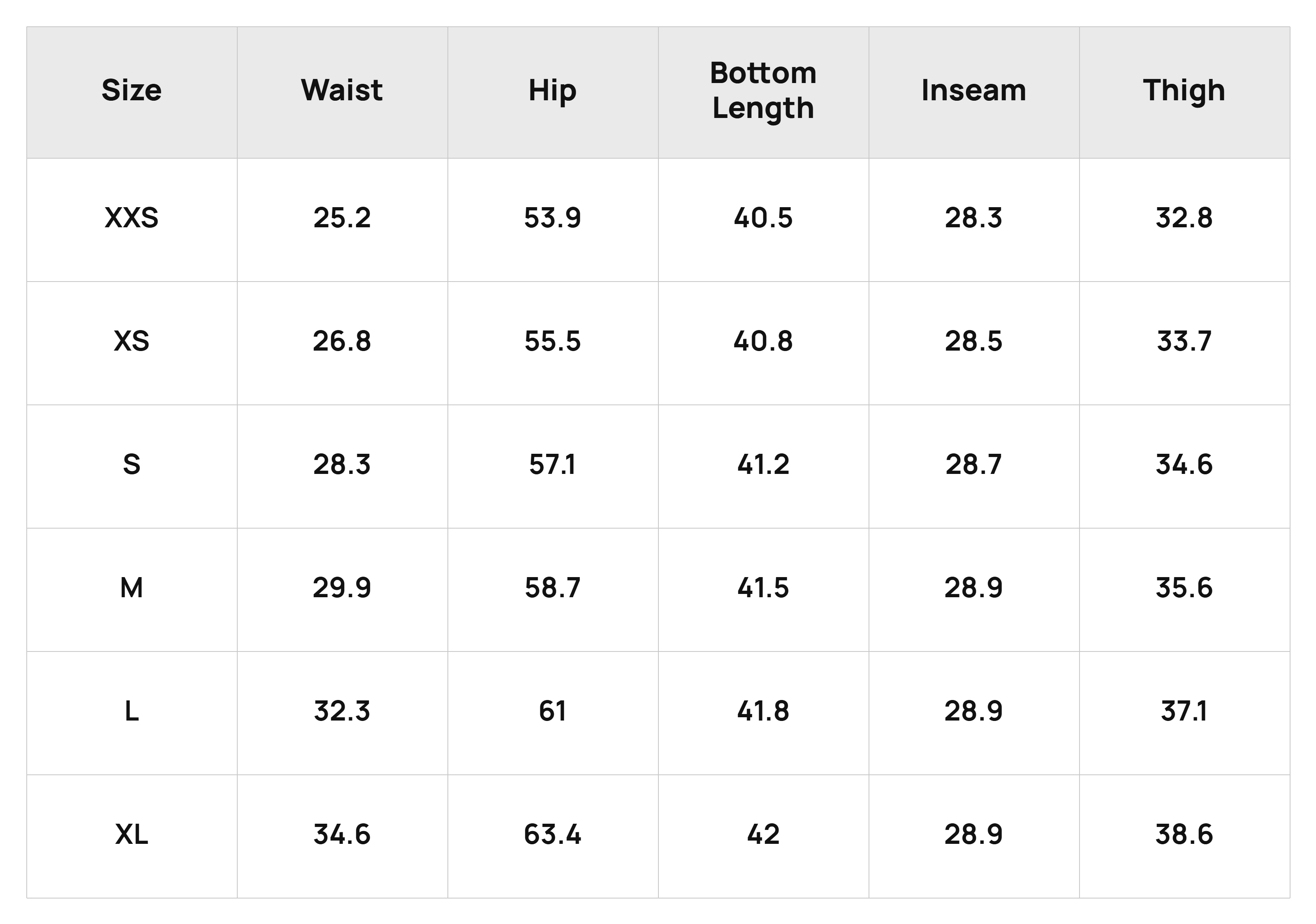 Size Chart