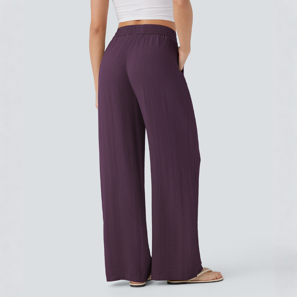 High Waisted Drawstring Casual Linen Pants WIth Pockets