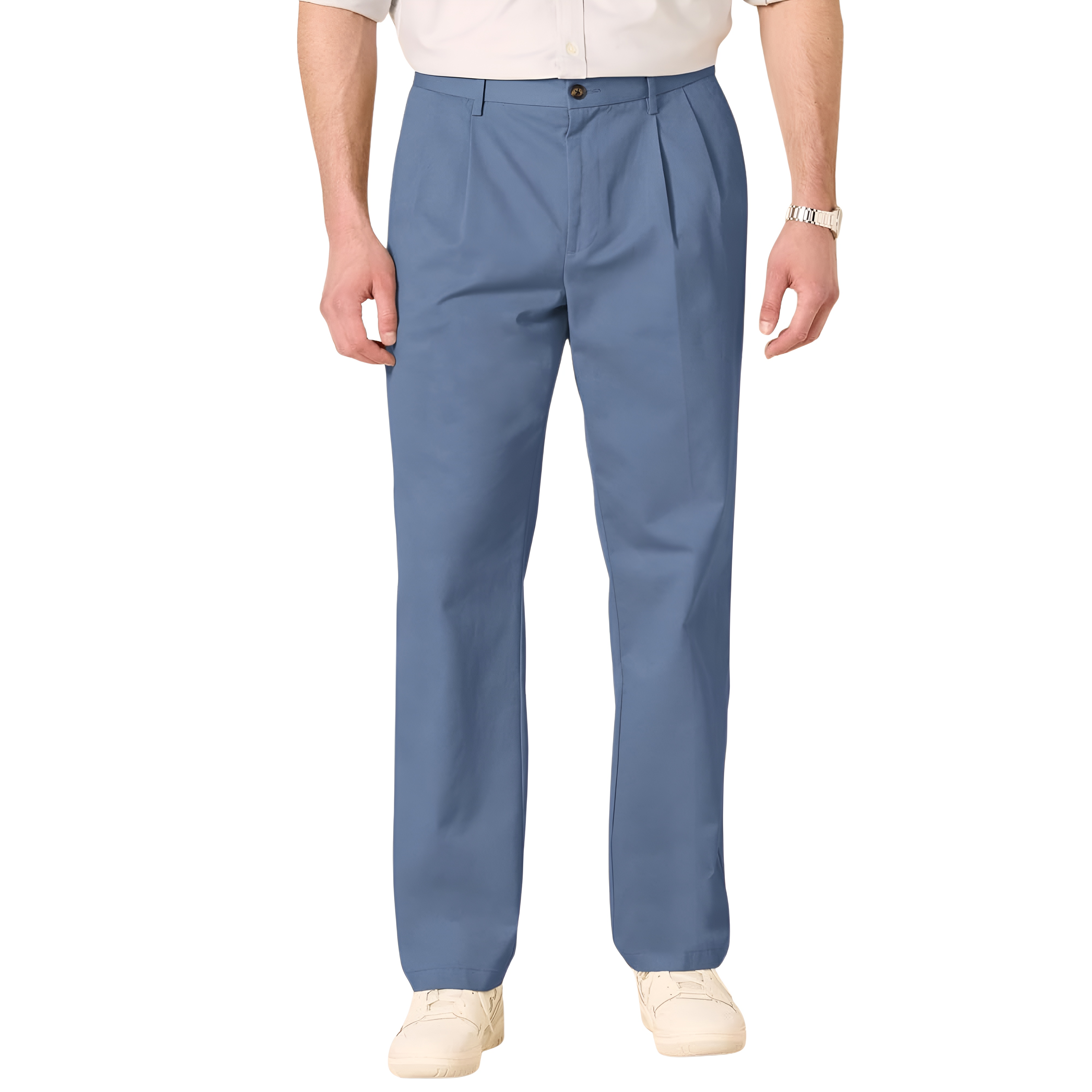 Men's Classic-Fit Wrinkle-Resistant Pleated Chino PantPleated Style Straight Fit Chino Pants For Men - Image 12
