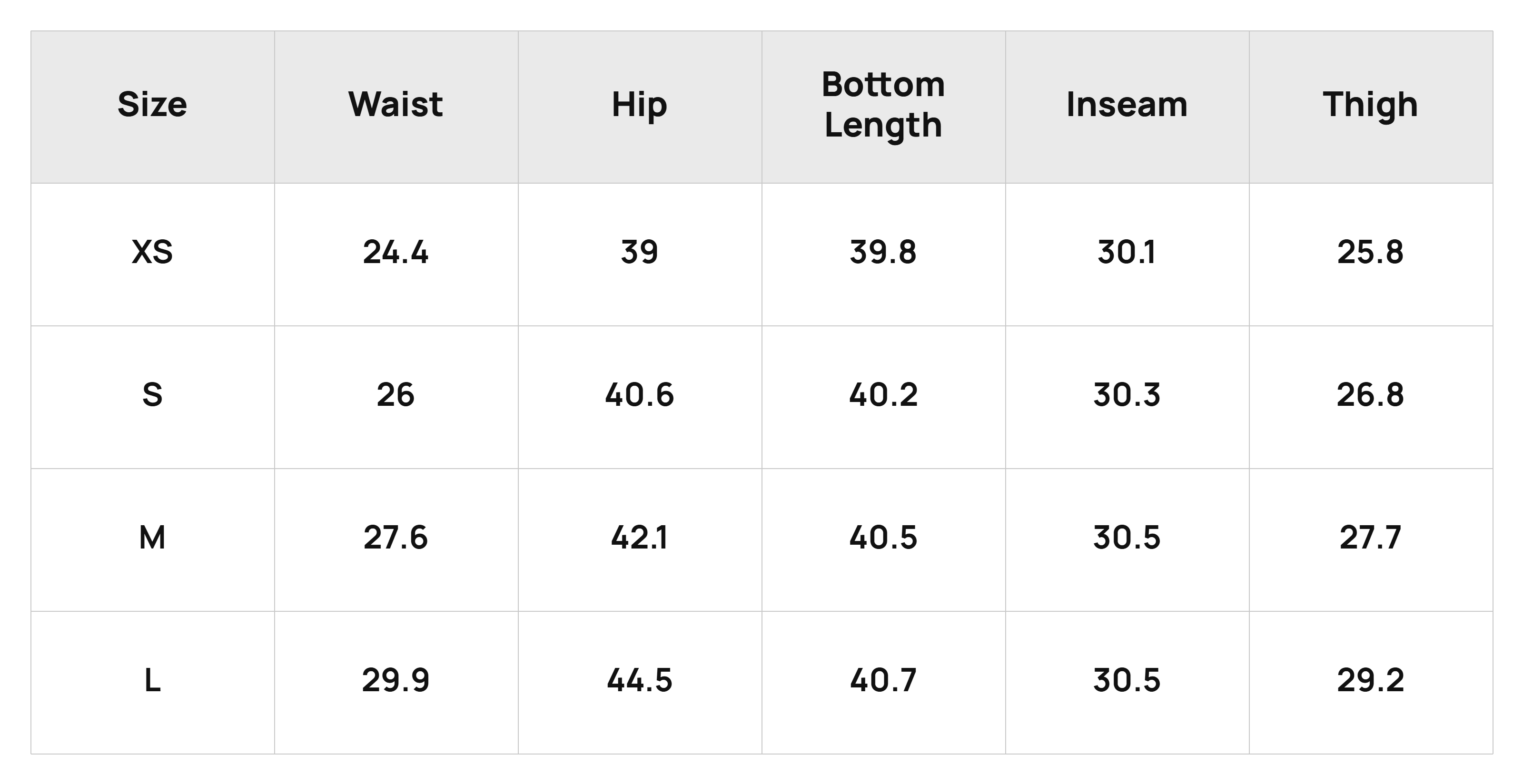 Size Chart