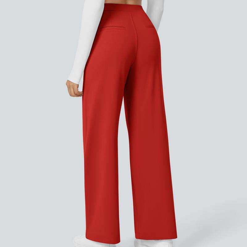 High Waisted Straight Pants With Side Pocket