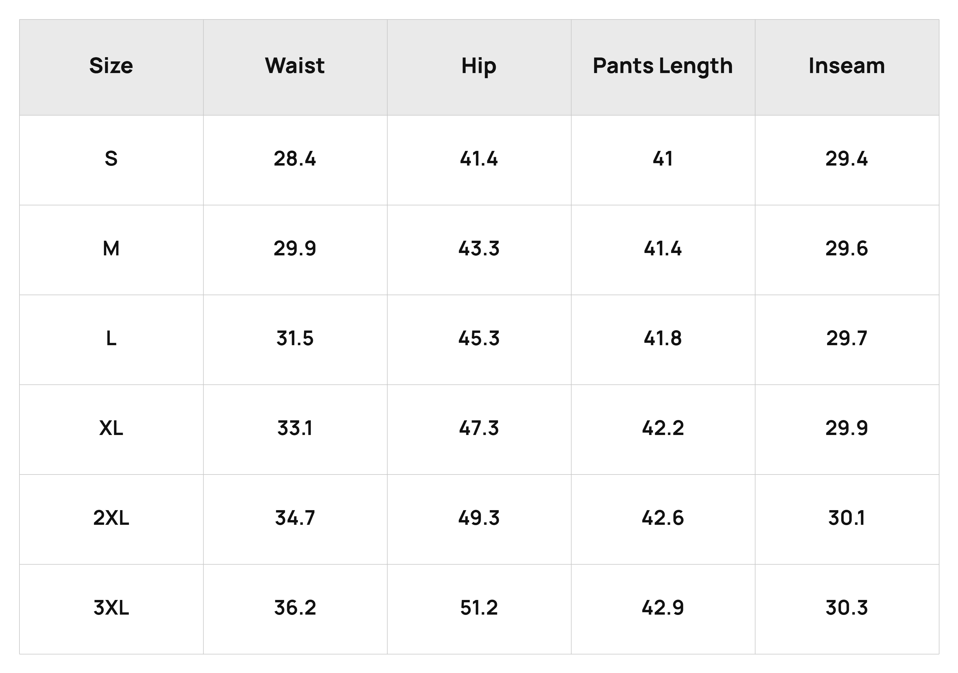 Size Chart