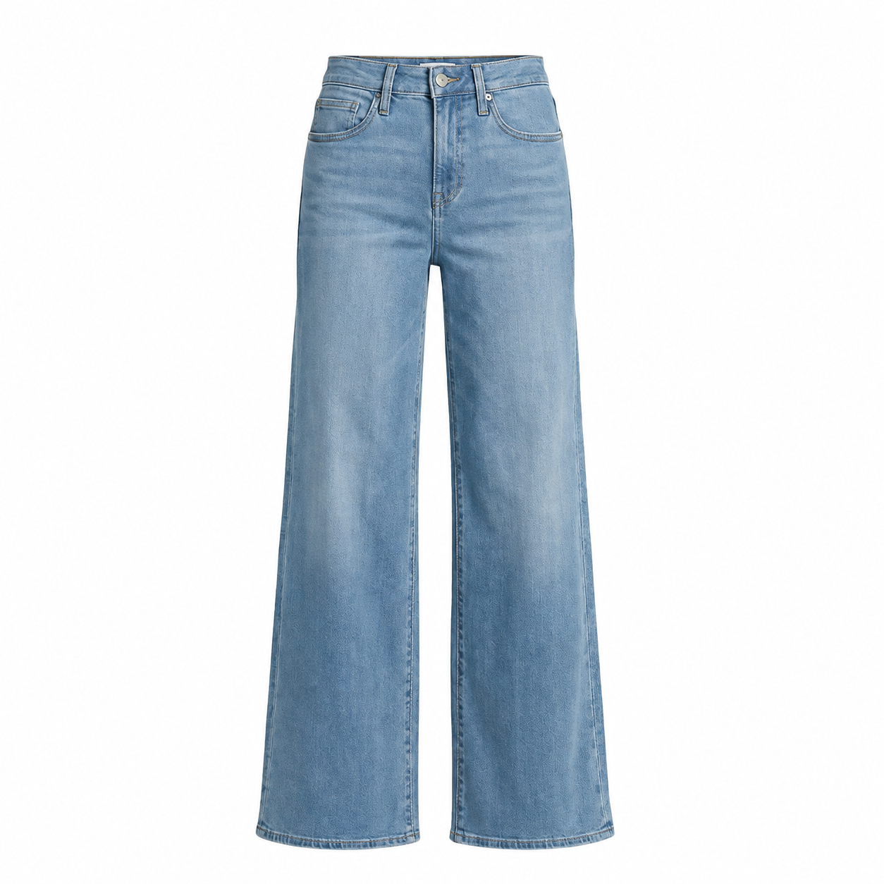 High Rise Wide Straight Baggy Jeans With Snap Button Waistband For Women