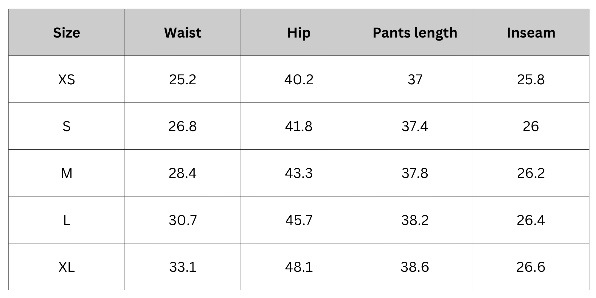 Size Chart
